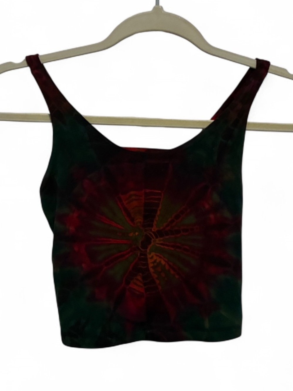 Kathmandu Imports Boho Tie-Dye Cropped Cut Out Back Tank Top